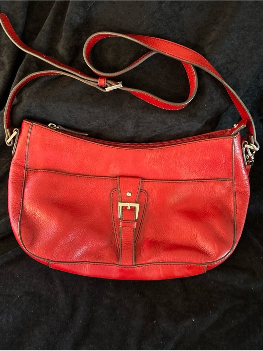 Etienne Aigner Shoulder Crossbody Bag Dark Red Leather